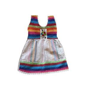 12-18M Handmade Rainbow Oaxaca Mexico Baby Toddler Embroidered Dress